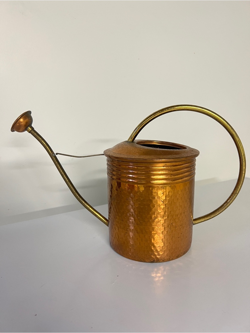 Hammered Copper-Tone Metal Watering Can - Gold Finish